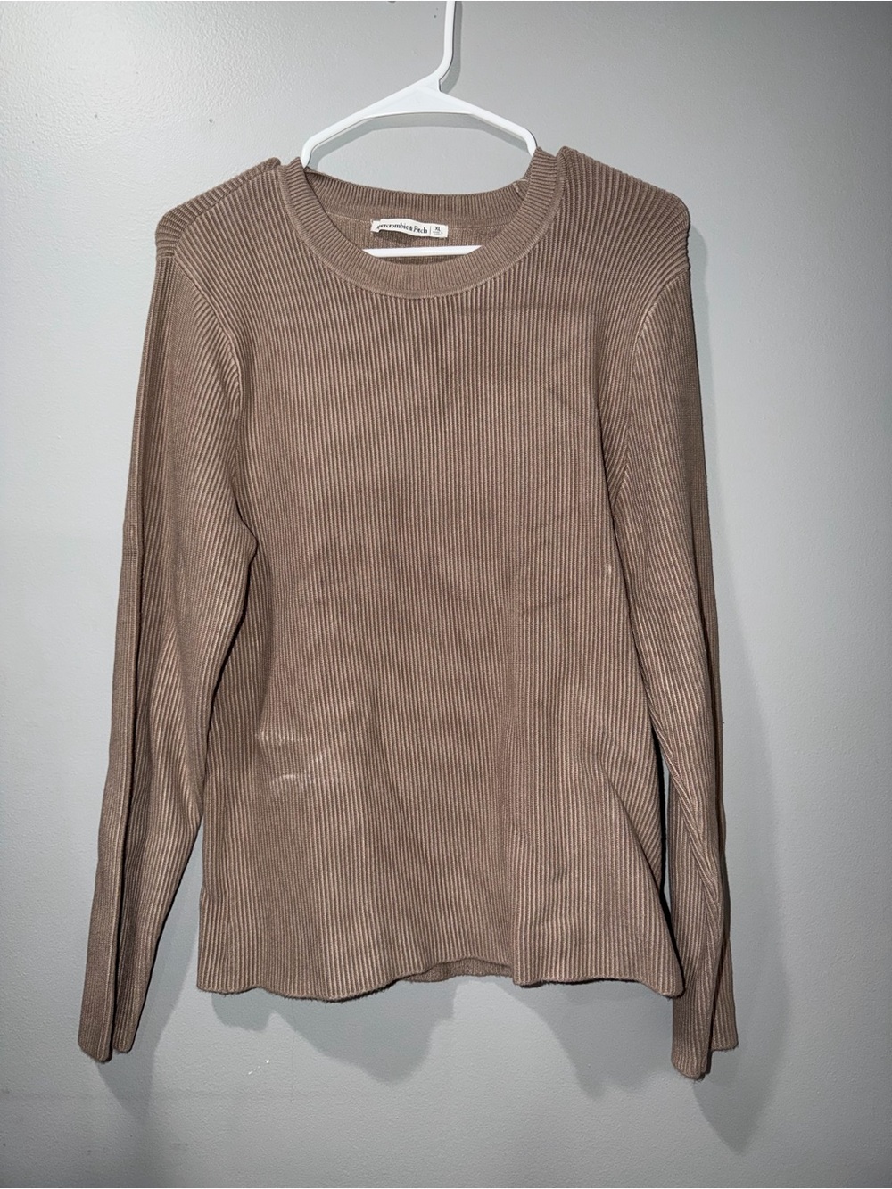 Abercrombie & Fitch Taupe Ribbed Crewneck Sweater